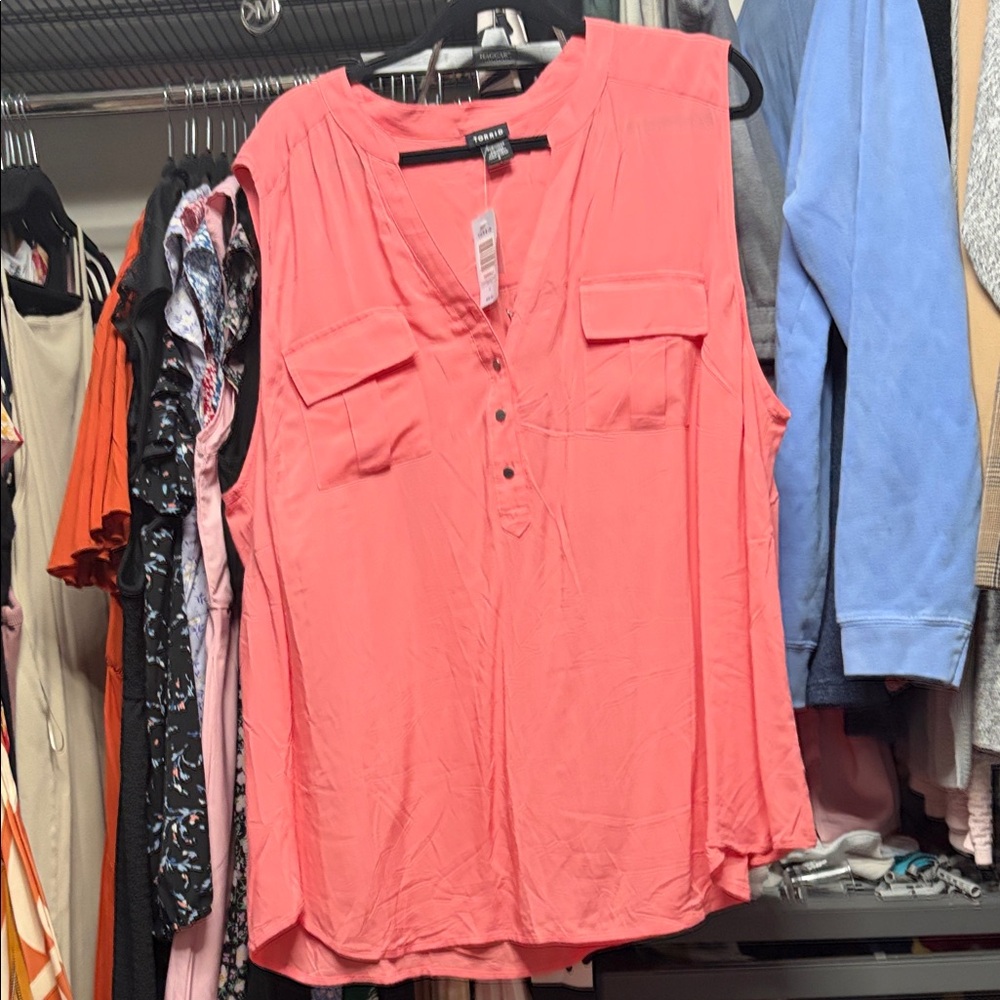 Torrid Coral Sleeveless Blouse